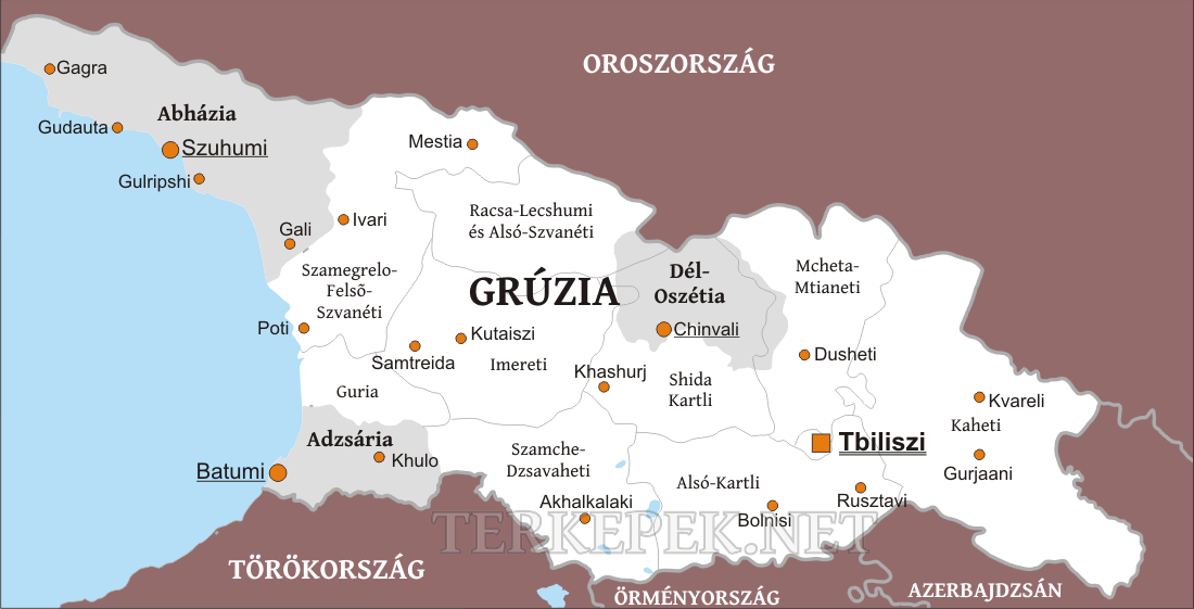 grúzia térkép Grúzia politikai térképe, az ország adminisztratív egységeivel grúzia térkép